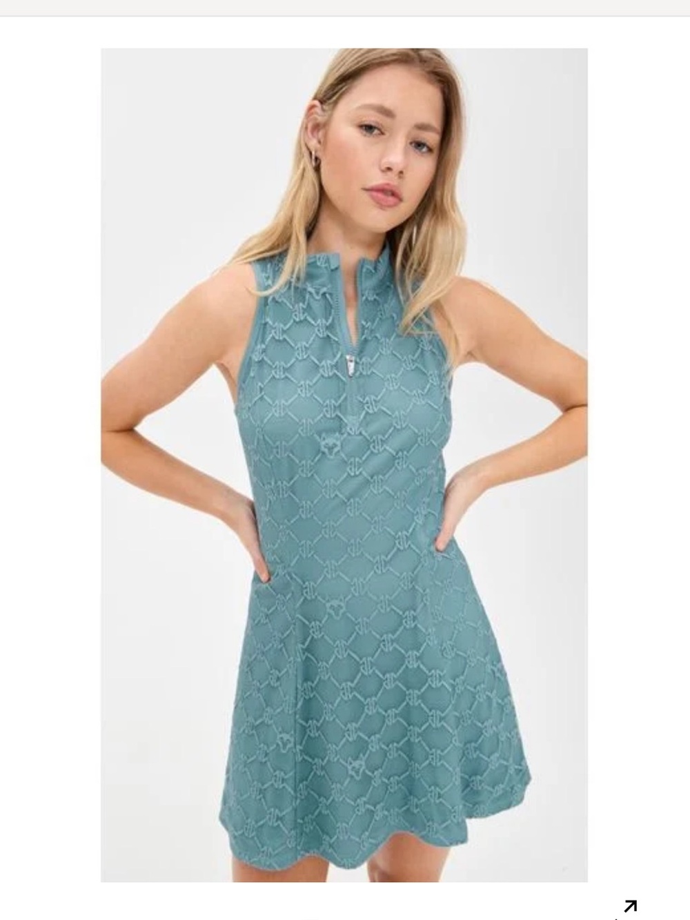 Greyson Dress Women Medium Links Lace Hera Agave Sleeveless Mock Neck Athleisure